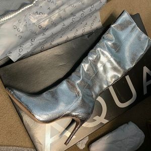 Aqua silver heeled calf boots